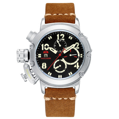 Men's Automatic Mechanical Multifunctional Luminous Leather Watche